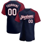 Custom Navy White-Crimson Raglan Jersey Sleeves Authentic Baseball Custom Navy White-Crimson Raglan Jersey Sleeves Authentic Baseball