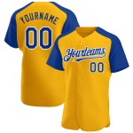 Sleeves Gold Baseball Royal-White Raglan Authentic Custom Jersey Sleeves Gold Baseball Royal-White Raglan Authentic Custom Jersey