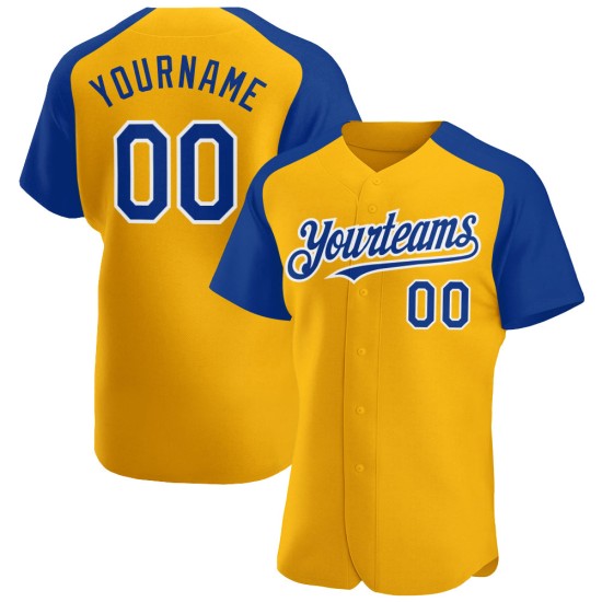 Sleeves Gold Baseball Royal-White Raglan Authentic Custom Jersey Sleeves Gold Baseball Royal-White Raglan Authentic Custom Jersey