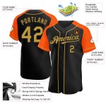 Raglan Baseball Gold-Orange Sleeves Authentic Jersey Old Black Custom Raglan Baseball Gold-Orange Sleeves Authentic Jersey Old Black Custom