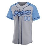 Jersey Blue-Navy Authentic Sleeves Custom Raglan Gray Light Baseball Jersey Blue-Navy Authentic Sleeves Custom Raglan Gray Light Baseball