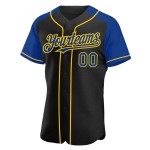 Raglan Royal-Yellow Jersey Custom Sleeves Baseball Black Authentic Raglan Royal-Yellow Jersey Custom Sleeves Baseball Black Authentic