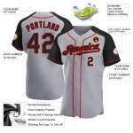 Baseball Raglan Gray Custom Authentic Black-Red Sleeves Jersey Baseball Raglan Gray Custom Authentic Black-Red Sleeves Jersey