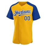 Sleeves Gold Baseball Royal-White Raglan Authentic Custom Jersey Sleeves Gold Baseball Royal-White Raglan Authentic Custom Jersey