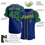 Authentic Raglan Royal Sleeves Custom Baseball Jersey Kelly Green-Yellow Authentic Raglan Royal Sleeves Custom Baseball Jersey Kelly Green-Yellow