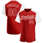 Raglan Red Jersey Authentic White Baseball Custom Sleeves Raglan Red Jersey Authentic White Baseball Custom Sleeves