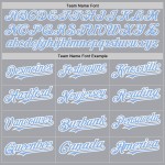 Authentic Sleeves Light Gray Baseball Custom Blue-White Raglan Jersey Authentic Sleeves Light Gray Baseball Custom Blue-White Raglan Jersey