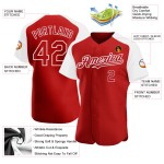 Raglan Red Jersey Authentic White Baseball Custom Sleeves Raglan Red Jersey Authentic White Baseball Custom Sleeves