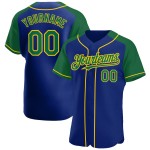 Authentic Raglan Royal Sleeves Custom Baseball Jersey Kelly Green-Yellow Authentic Raglan Royal Sleeves Custom Baseball Jersey Kelly Green-Yellow
