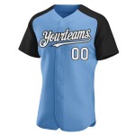 White-Black Baseball Sleeves Light Custom Jersey Blue Authentic Raglan White-Black Baseball Sleeves Light Custom Jersey Blue Authentic Raglan