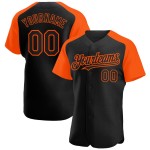 Sleeves Raglan Custom Orange Jersey Authentic Baseball Black Sleeves Raglan Custom Orange Jersey Authentic Baseball Black