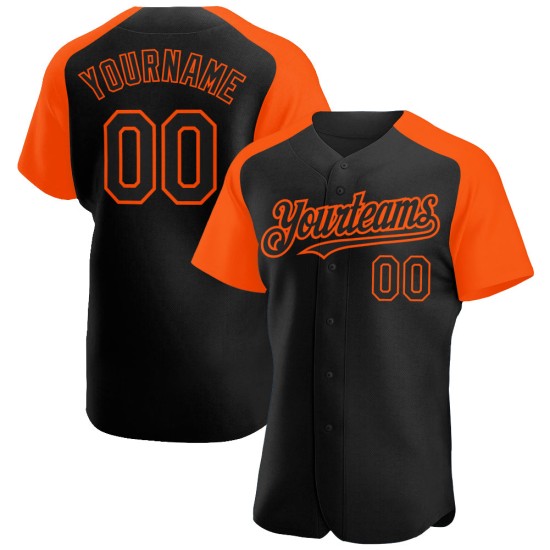 Sleeves Raglan Custom Orange Jersey Authentic Baseball Black Sleeves Raglan Custom Orange Jersey Authentic Baseball Black