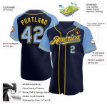 Jersey Light Baseball Blue-Yellow Navy Authentic Custom Raglan Sleeves Jersey Light Baseball Blue-Yellow Navy Authentic Custom Raglan Sleeves