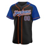 Royal-Orange Sleeves Baseball Jersey Custom Authentic Black Raglan Royal-Orange Sleeves Baseball Jersey Custom Authentic Black Raglan