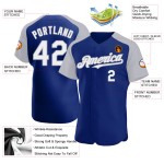 White-Gray Royal Raglan Sleeves Baseball Jersey Authentic Custom White-Gray Royal Raglan Sleeves Baseball Jersey Authentic Custom