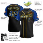 Raglan Royal-Yellow Jersey Custom Sleeves Baseball Black Authentic Raglan Royal-Yellow Jersey Custom Sleeves Baseball Black Authentic