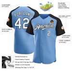 White-Black Baseball Sleeves Light Custom Jersey Blue Authentic Raglan White-Black Baseball Sleeves Light Custom Jersey Blue Authentic Raglan