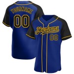 Royal Black-Gold Raglan Baseball Sleeves Authentic Jersey Custom Royal Black-Gold Raglan Baseball Sleeves Authentic Jersey Custom