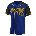 Royal Black-Gold Raglan Baseball Sleeves Authentic Jersey Custom Royal Black-Gold Raglan Baseball Sleeves Authentic Jersey Custom