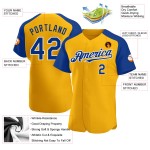 Sleeves Gold Baseball Royal-White Raglan Authentic Custom Jersey Sleeves Gold Baseball Royal-White Raglan Authentic Custom Jersey