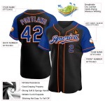 Royal-Orange Sleeves Baseball Jersey Custom Authentic Black Raglan Royal-Orange Sleeves Baseball Jersey Custom Authentic Black Raglan