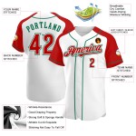 Custom Baseball Sleeves Raglan Jersey White Green Red-Kelly Authentic Custom Baseball Sleeves Raglan Jersey White Green Red-Kelly Authentic