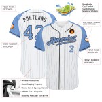 Father's Light Day Authentic Blue-Steel Light Pinstripe Baseball White Raglan Jersey Custom Sleeves Gray Blue Father's Light Day Authentic Blue-Steel Light Pinstripe Baseball White Raglan Jersey Custom Sleeves Gray Blue